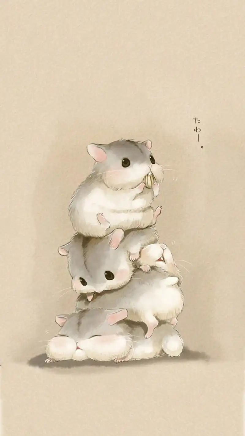 可爱的仓鼠手绘高清手机壁纸