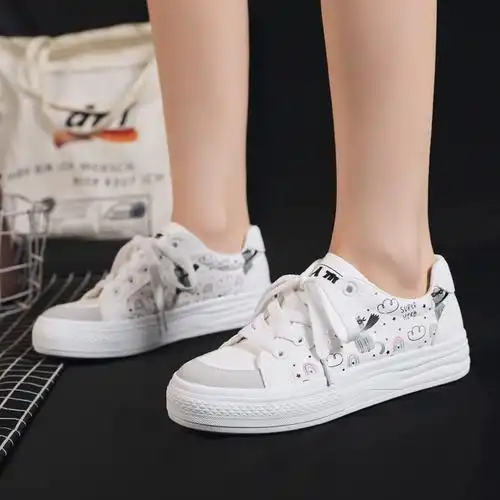 人本帆布鞋女平底春夏女鞋工作休闲鞋小白鞋女生鞋子韩版百搭板鞋_爱