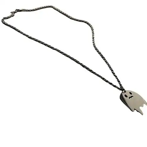 简约幽灵项链吊坠饰品可爱钛钢设计小众嘻哈项链