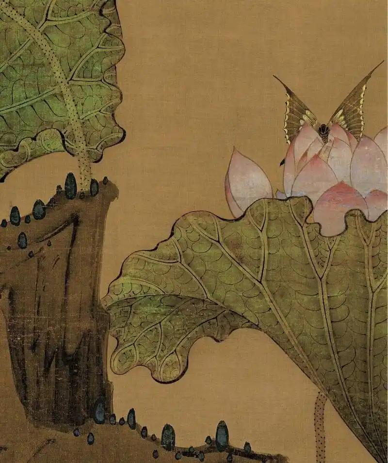 雅意|明陈洪绶荷花鸳鸯图 绢本 设色 明代 纵183cm 横98.