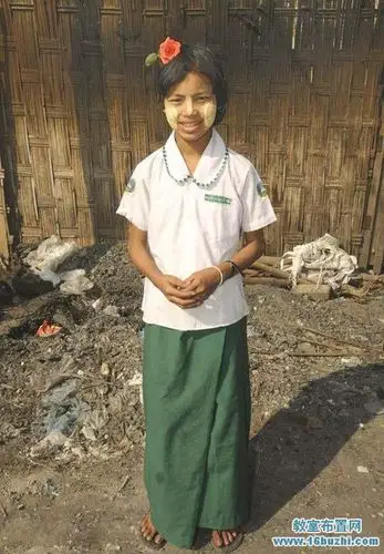 缅甸小学女生校服设计图片