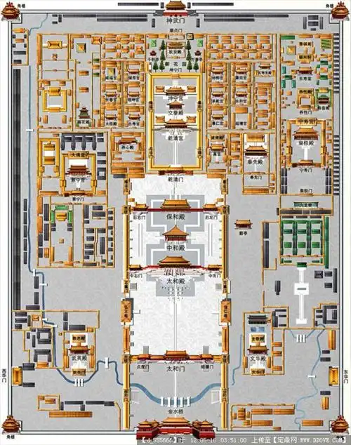 故宫平面图 要想进入紫禁城觐见皇帝,即使进了