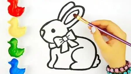 儿童益智亲子画画:这只可爱的兔子涂什么颜色好呢?