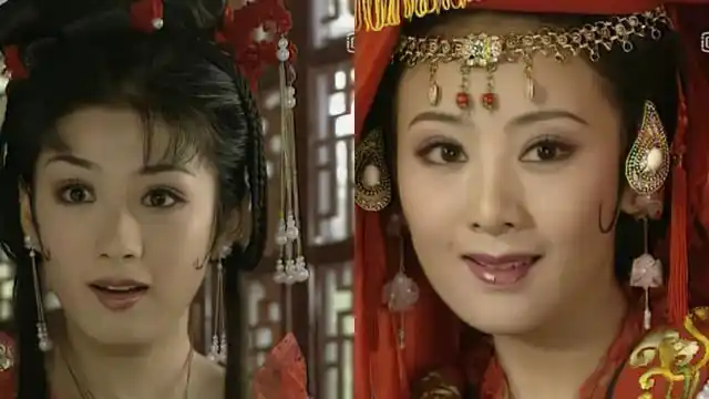 两位女子风光出嫁,却在仙女庙前突遭大雨,两队人马只好在庙里躲避.