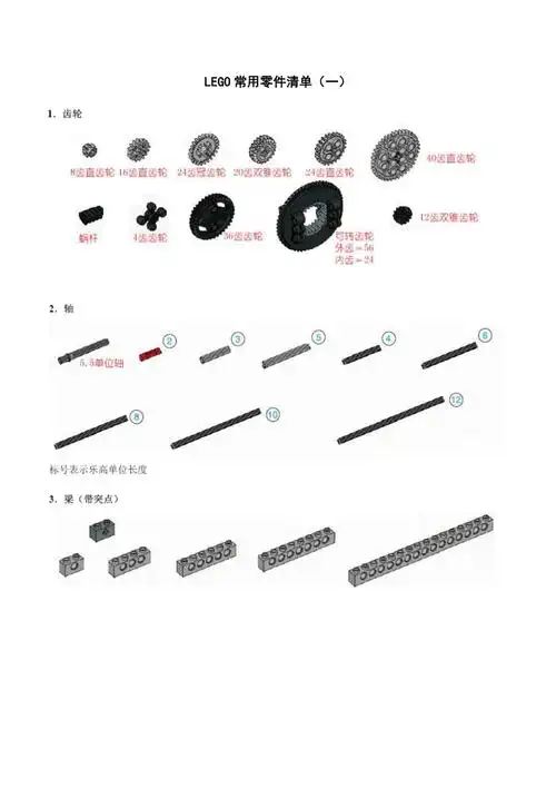 常用乐高零件清单