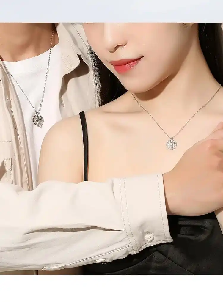 十字架情侣项链纯银一对嘻哈中性风星芒百搭几何锁骨链