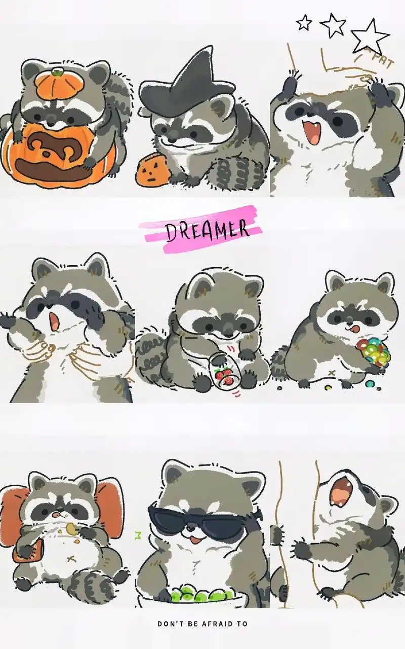 可可爱爱的小浣熊来了(1) #头像 #卡通 - 抖音