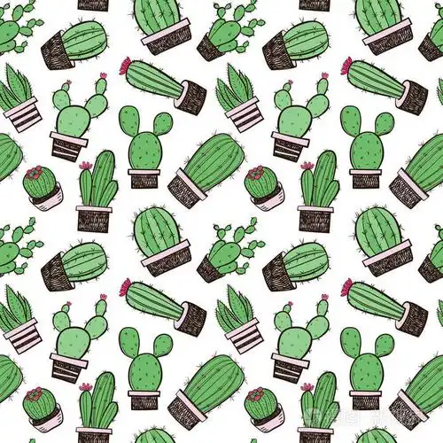 仙人掌无缝图案, 矢量插画