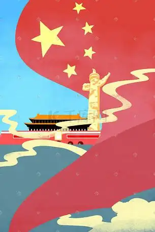 手绘红色旗帜插画-手绘红色旗帜配图-千库网