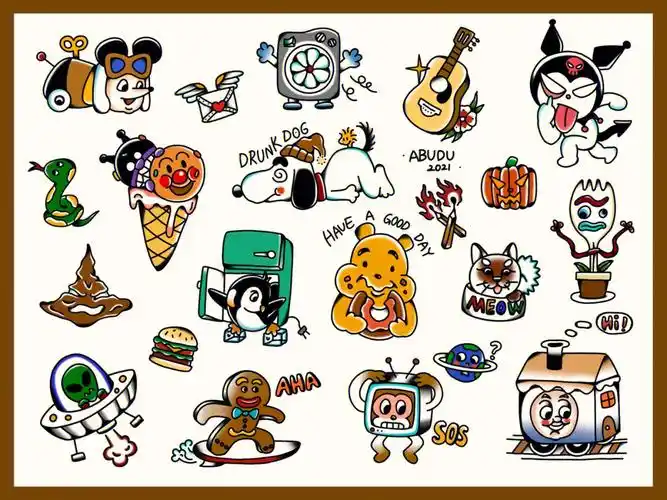 oldschooltattoo我画的可爱纹身手稿