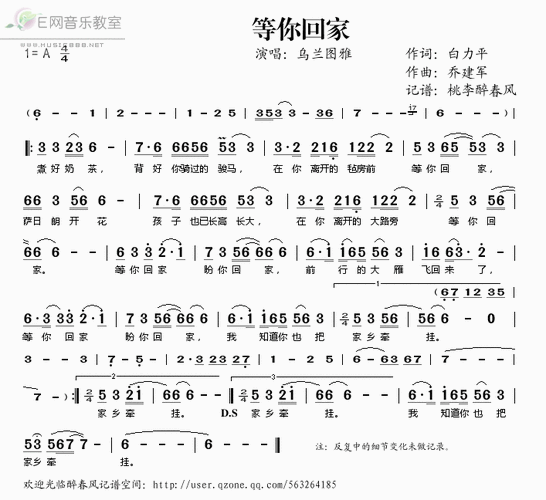 等我回家简谱_等我回家薛之谦简谱