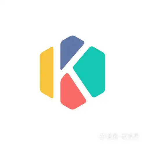 六角形符号抽象字母 k.多彩创意艺术字.普遍的矢量图标