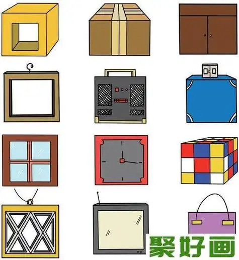 两个正方形组成的简笔画