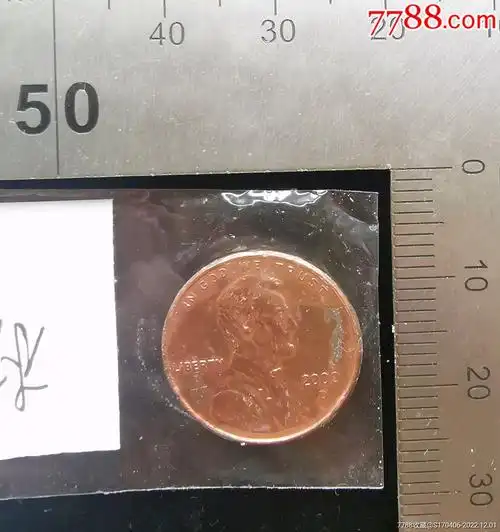 外币:美国,林肯头像硬币,面值1美分,直径1.5厘米,2000年,gyx2220
