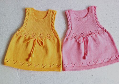 手工编织宝宝毛线连衣裙 女童毛衣背心裙手打毛线裙