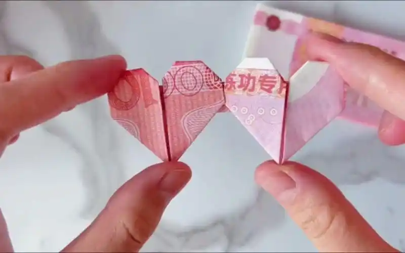 一百块折双心你会吗?一看就会的快去试试