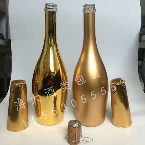 瑞升玻璃集团 金色玻璃瓶 银色雕刻 电镀酒瓶 金色白酒瓶 香槟酒瓶