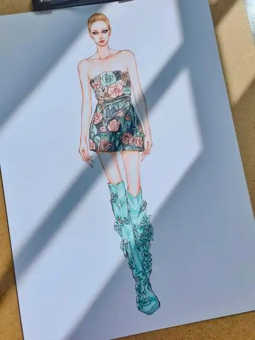 服装手绘马克笔服装画