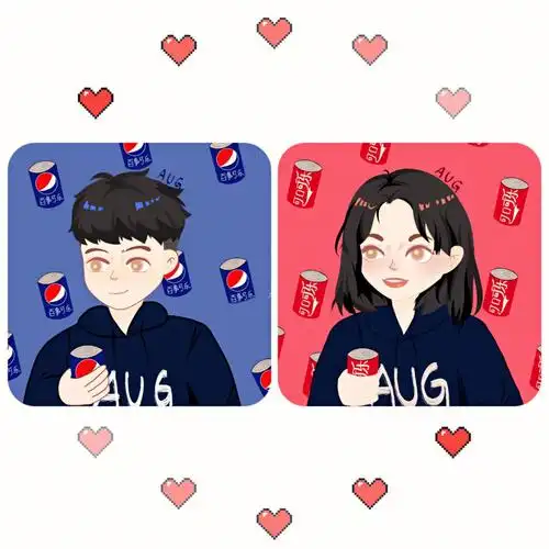 2021年我画的第一个情侣头像就是百事可乐和可口可乐现在是2022年,我