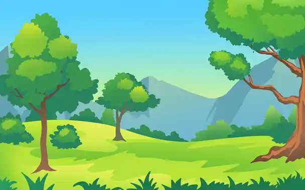 手绘卡通森林背景原创插画海报