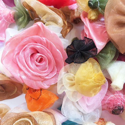400个价喇叭花丝带小花纱花diy手工头饰材料娃衣花朵发时尚杂款