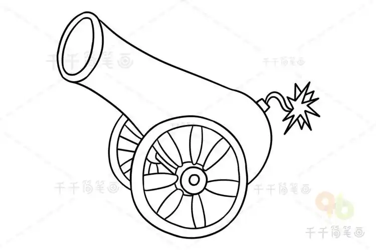 大炮简笔画 儿童绘画