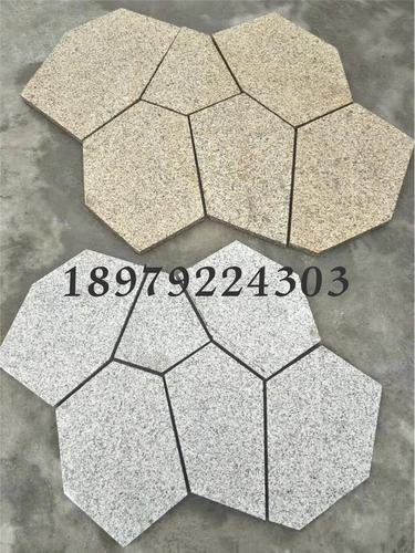 花岗岩冰裂纹灰白黑黄金麻不规则碎拼铺地花园地砖广场园林石材