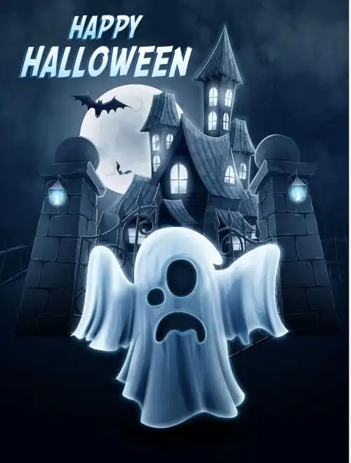 万圣节的恐怖幽灵矢量插图