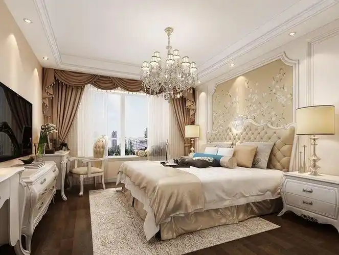 简欧风格三居室卧室背景墙装修效果图#972381503