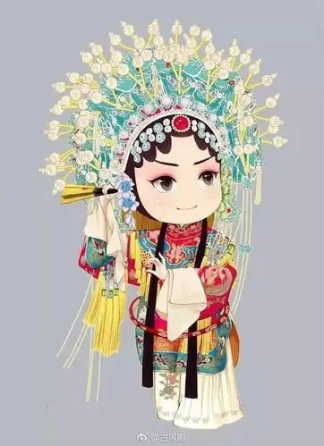 京剧-花瓣网|陪你做生活的设计师 | 古风可爱q版京剧花旦人物插画