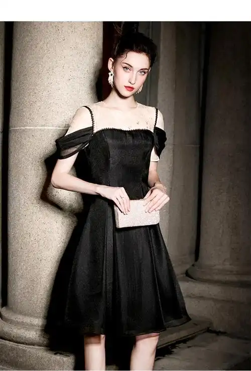 礼服裙女黑色显瘦公主裙宴会约会名媛气质连衣裙平时可穿