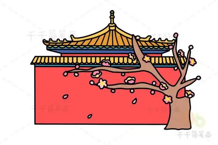 故宫和长城简笔画中国传统建筑简笔画的画法宫殿牌坊祠堂北京鸟巢线稿