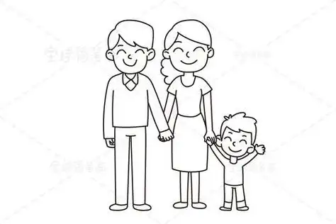 全家简笔画男孩三人