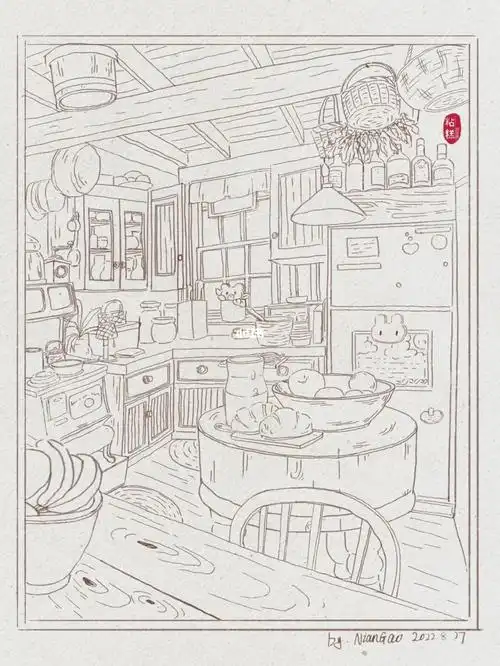 场景速写练习作业02室内速写