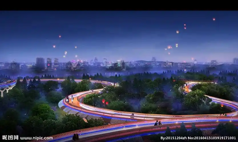 廊桥鸟瞰夜景图片