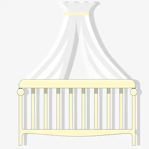 蚊帐和婴儿床手绘图