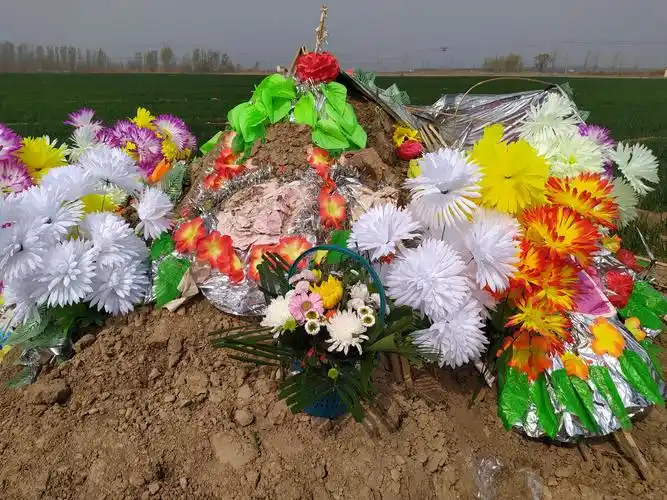 德州民俗五七供奉鲜花祭祀亲人清明节扫墓