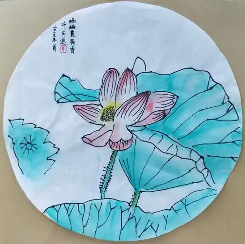 枣庄少儿美术中心立新校区中级班周末作品《水墨荷花》