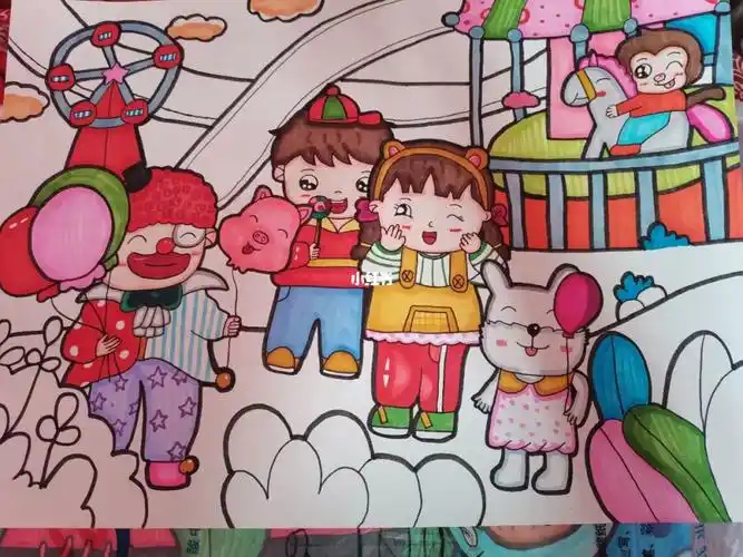 游乐场儿童画