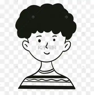 卷发可爱男生无色人物头像