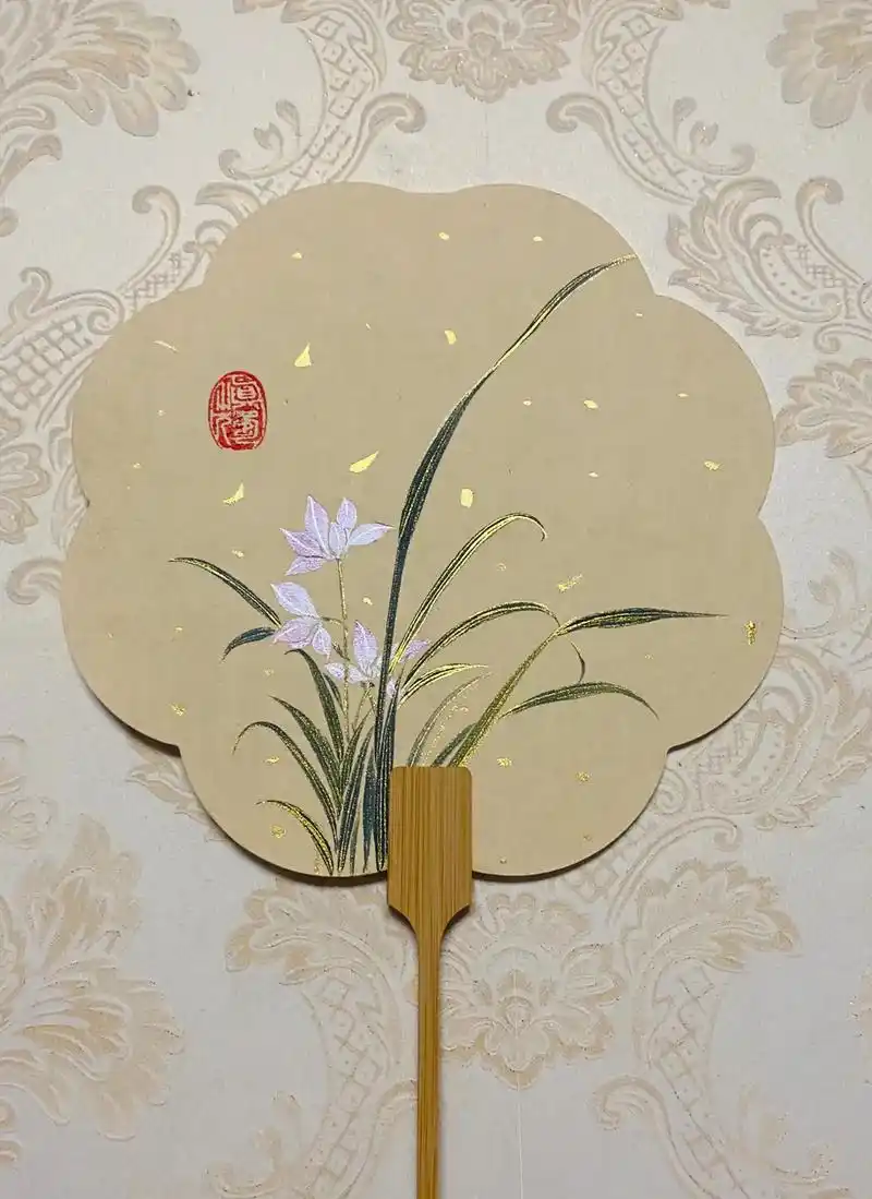 国画团扇/兰花.##团扇 #汉服团扇 #国画 #国画也抖音  - 抖音