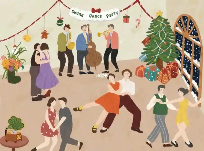大场景插画圣诞舞会