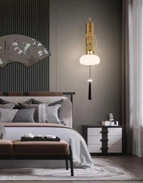 梅花小鹿卧室床头壁灯新中式装修设计推荐