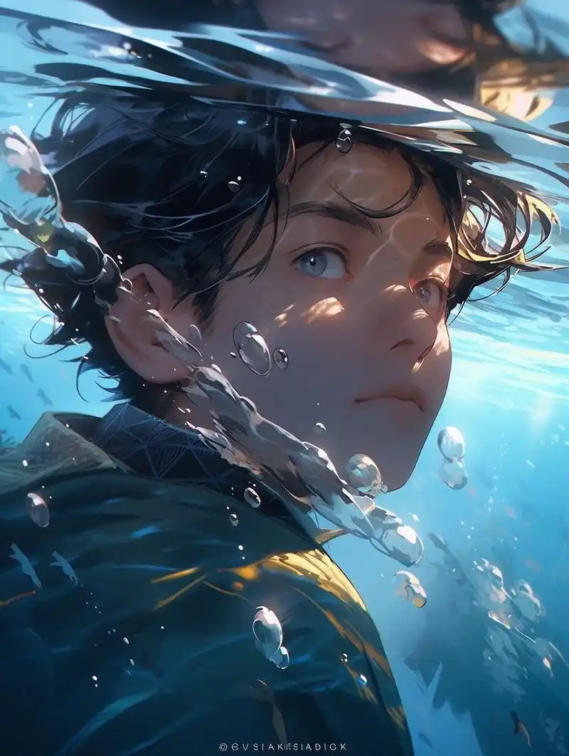 【midjourney】ai绘画 水下男孩 关键词分享 (点赞