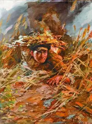邱少云在烈火中(油画家孙国岐创作)