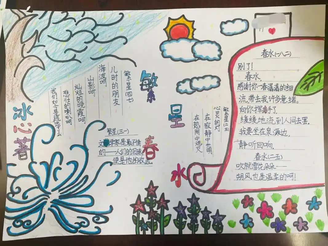 小学生诗歌手抄报 四年级语文下册第三单元都是诗歌 让学生每人完成一