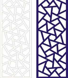 宝蓝色中式三角块图案窗格镂空花纹