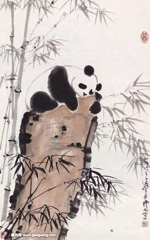 水墨画熊猫的画法,水墨画抽象熊猫图片集