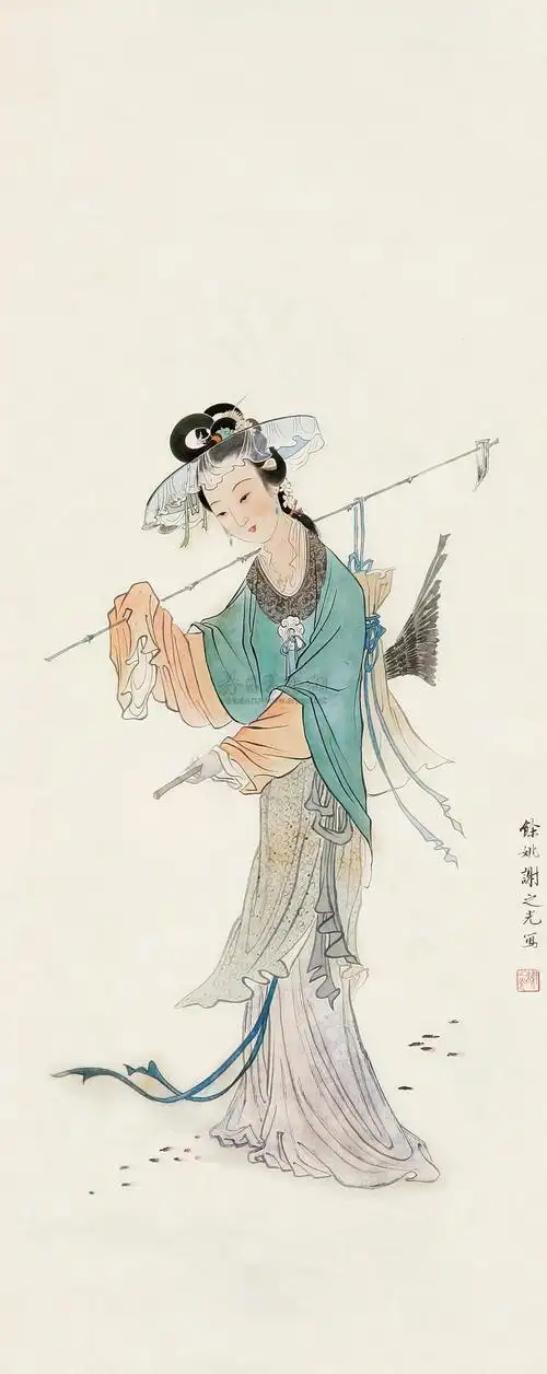 0100黛玉葬花图立轴设色纸本