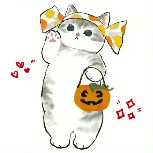 水彩素材搬运工治愈系可爱猫咪创意手绘